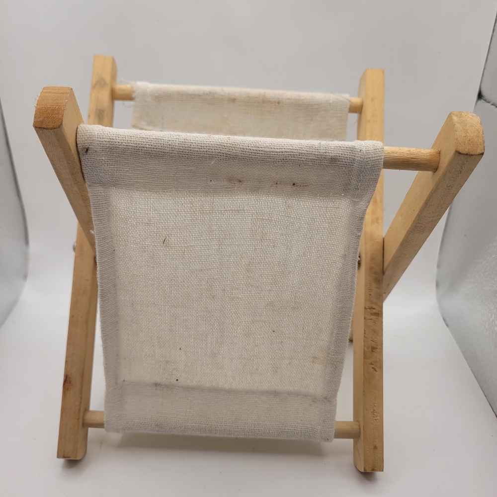 Wooden Miniature Folding Chair with Cream Fabric